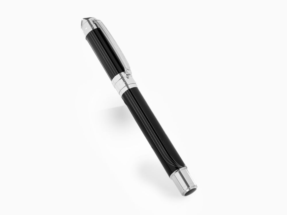 Maybach The Peak I Lustrous Midnight Fountain Pen, Platinum trim, Black