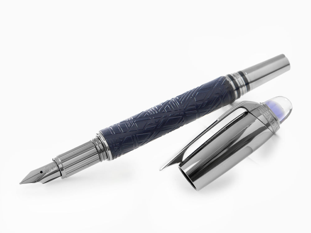 Montblanc StarWalker SpaceBlue Doué Fountain Pen, Ruthenium trim, 130215