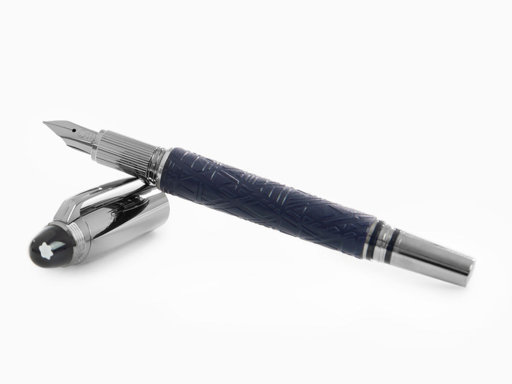 Montblanc StarWalker SpaceBlue Doué Fountain Pen, Ruthenium trim, 130215