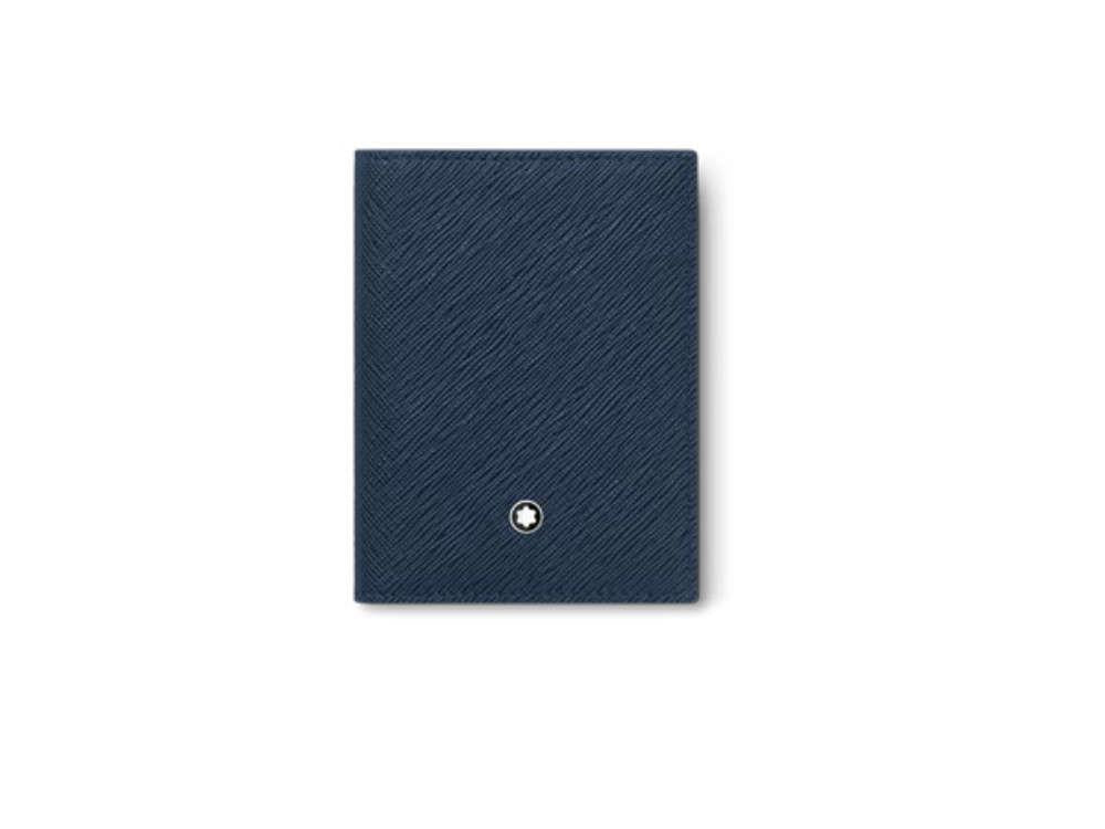 Montblanc Sartorial Credit card holder, Leather, Blue, 4 Cards, 131723