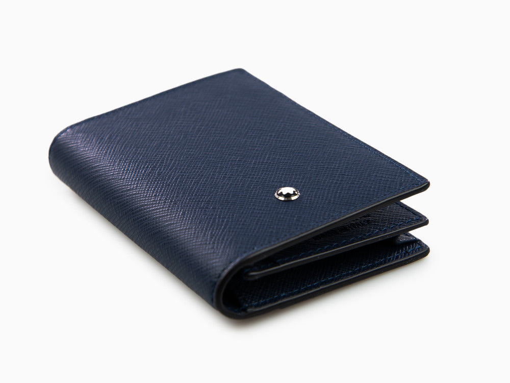 Montblanc Sartorial Credit card holder, Leather, Blue, 4 Cards, 131723