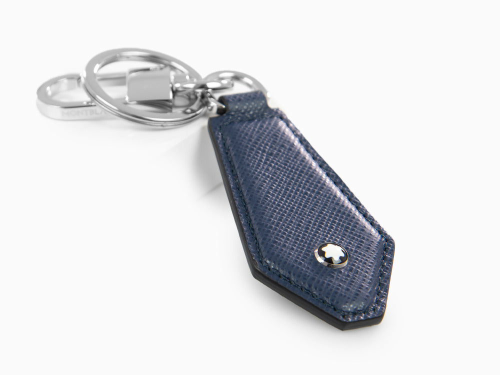 Montblanc Sartorial Diamond Shaped Key ring, Brass, Leather, Blue, 1, 131739