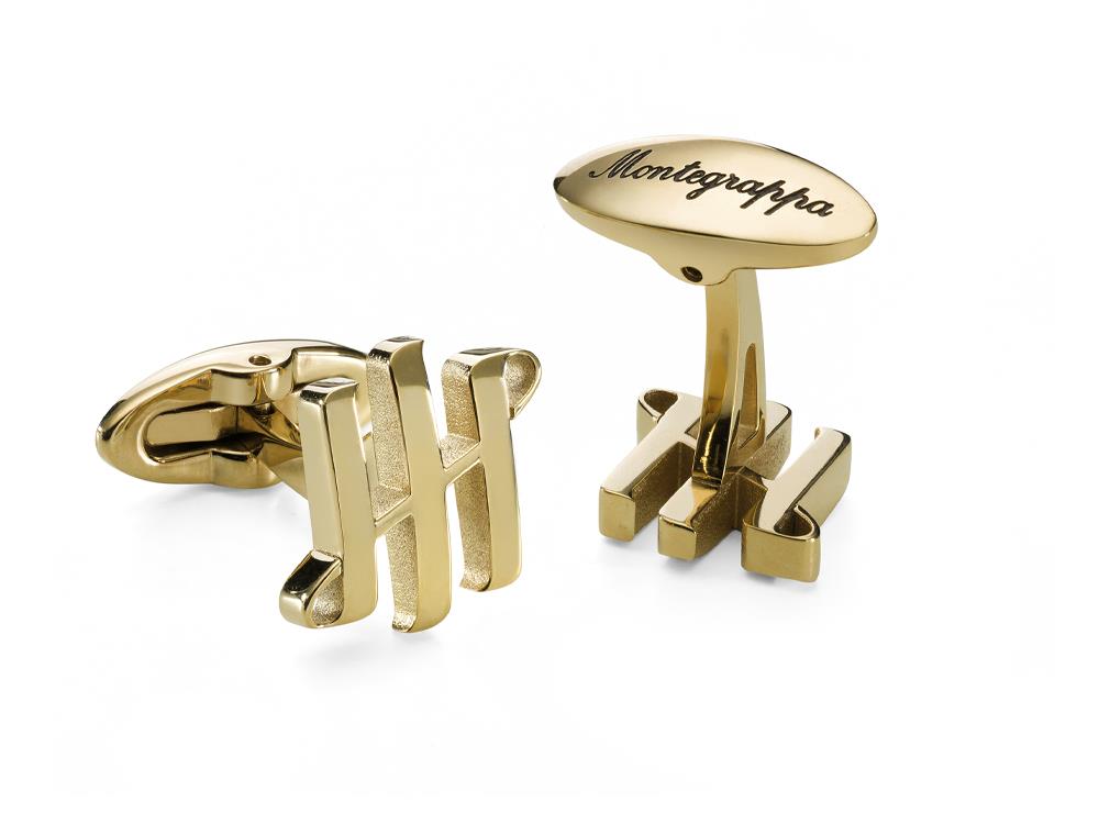 Montegrappa Ambigram Cufflinks, Stainless steel, IP Yellow Gold, IDA2CLY0