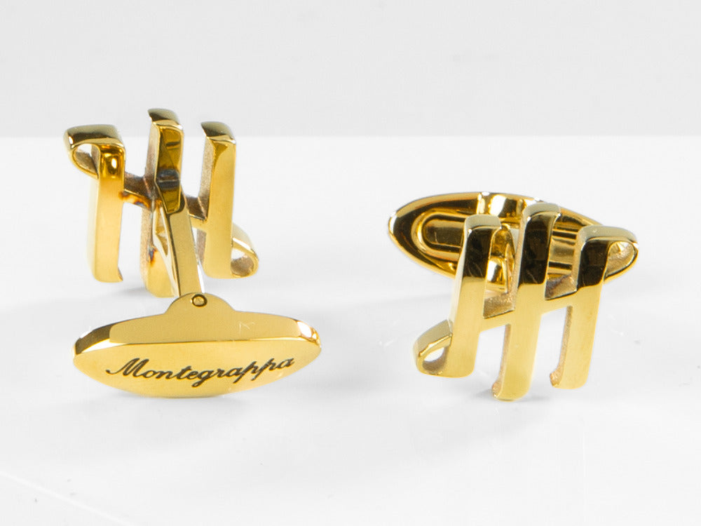 Montegrappa Ambigram Cufflinks, Stainless steel, IP Yellow Gold, IDA2CLY0