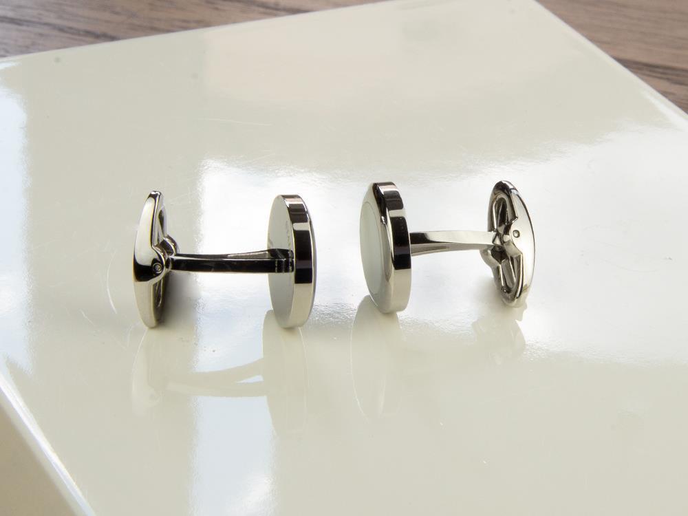 Montegrappa Classico Cufflinks, Stainless steel, White mother of pearl, IDCCCLSW