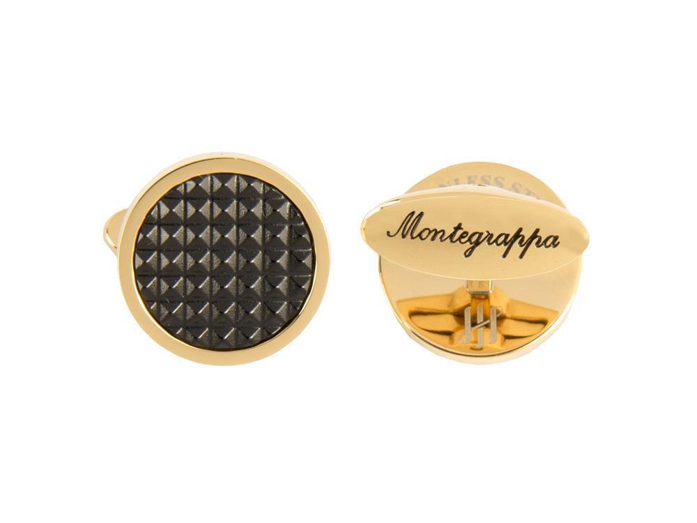 Montegrappa Clou Cufflinks, Stainless steel, IP Yellow Gold & IP Black, IDCPCLYB