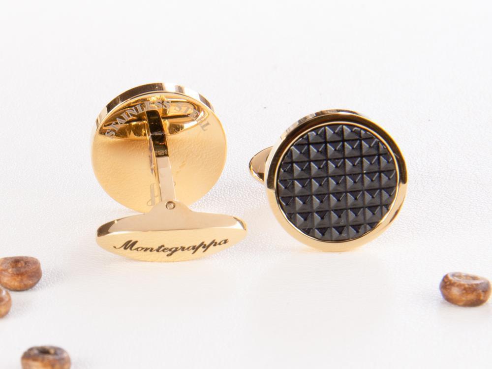 Montegrappa Clou Cufflinks, Stainless steel, IP Yellow Gold & IP Black, IDCPCLYB