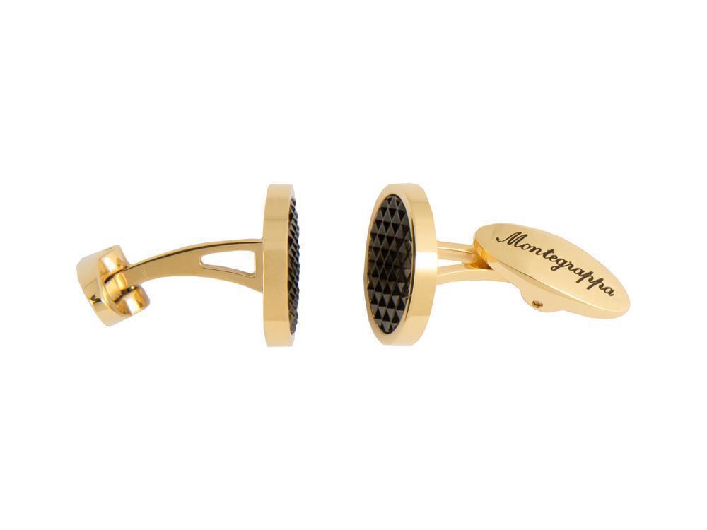 Montegrappa Clou Cufflinks, Stainless steel, IP Yellow Gold & IP Black, IDCPCLYB