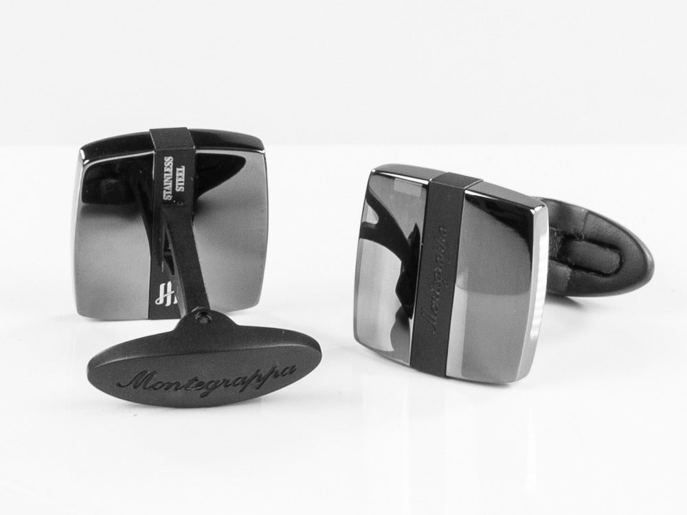 Montegrappa Quadro Cufflinks, Stainless steel, IP Gun Metal & IP Black, IDQUCLLB