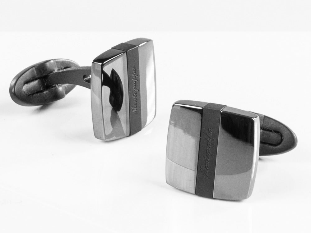 Montegrappa Quadro Cufflinks, Stainless steel, IP Gun Metal & IP Black, IDQUCLLB