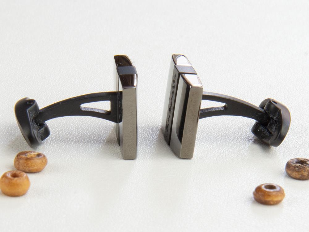 Montegrappa Quadro Cufflinks, Stainless steel. IP Gun Metal, IDQUCLSL