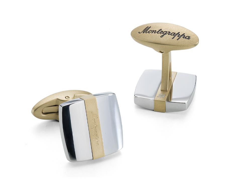 Montegrappa Quadro Cufflinks, Stainless steel, IP Yellow Gold, IDQUCLYS