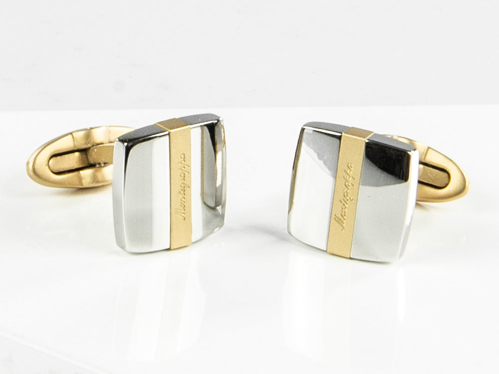 Montegrappa Quadro Cufflinks, Stainless steel, IP Yellow Gold, IDQUCLYS