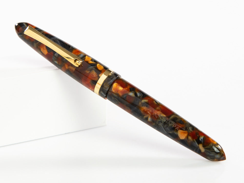 Montegrappa Venetia Plume Agate Rollerball pen, Orange, Gold plated, ISVENRAJ