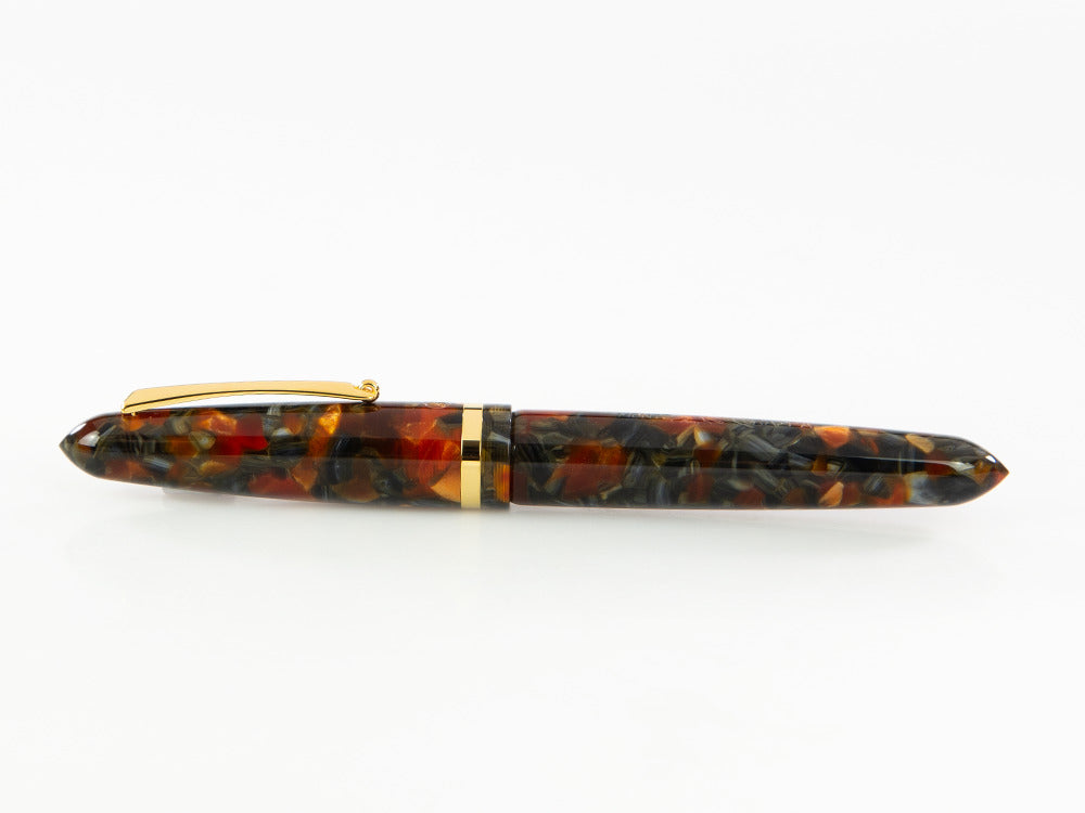 Montegrappa Venetia Plume Agate Rollerball pen, Orange, Gold plated, ISVENRAJ