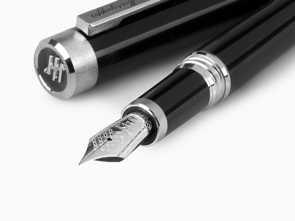 Montegrappa Zero Fountain Pen, Black, Palladium IP, 14K Gold, ISZEI-4P