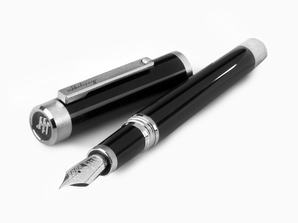 Montegrappa Zero Fountain Pen, Black, Palladium IP, 14K Gold, ISZEI-4P