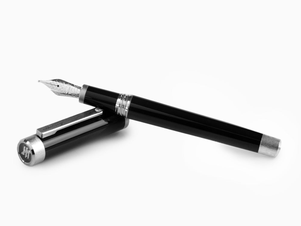 Montegrappa Zero Fountain Pen, Black, Palladium IP, 14K Gold, ISZEI-4P