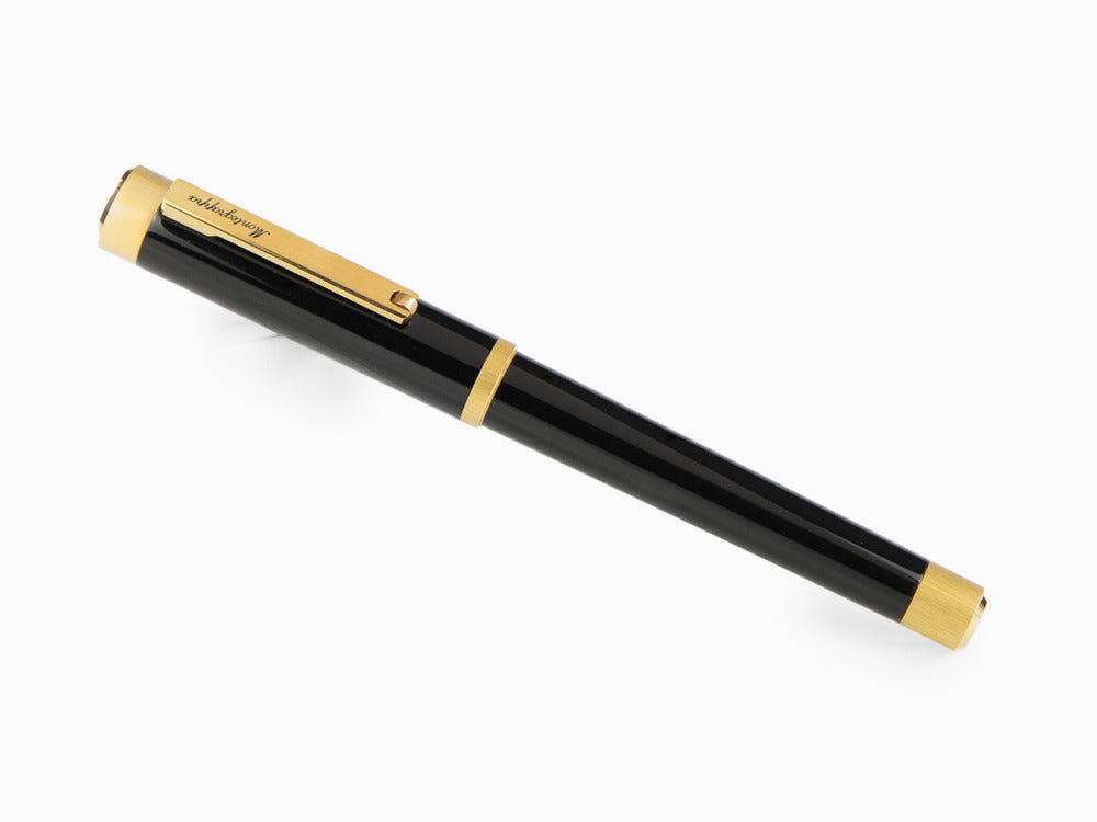 Montegrappa Zero Fountain Pen, Black Resin, Yellow gold trims, ISZEI-4Y