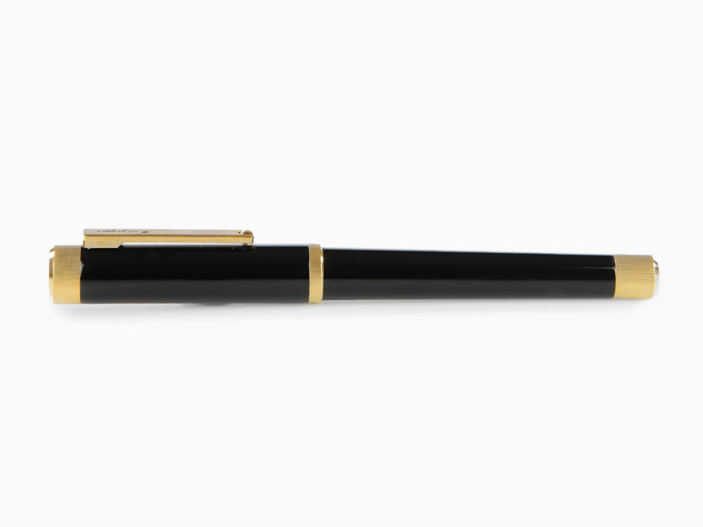 Montegrappa Zero Fountain Pen, Black Resin, Yellow gold trims, ISZEI-4Y