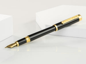 Montegrappa Zero Fountain Pen, Black Resin, Yellow gold trims, ISZEI-IY