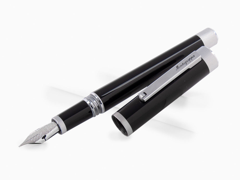 Montegrappa Zero Fountain Pen, Black Resin, 14k Gold Flex, ISZEI-XP