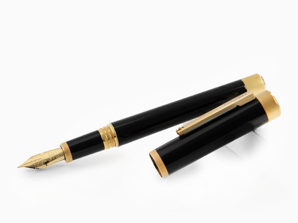 Montegrappa Zero Fountain Pen, Black Resin, Gold, Flex,  ISZEI-XY