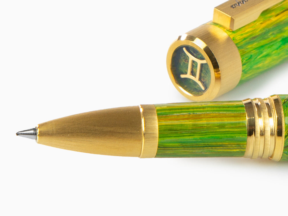 Montegrappa Zero Zodiac Gemini Rollerball pen, Green, Gold plated, ISZEZRIY-G7