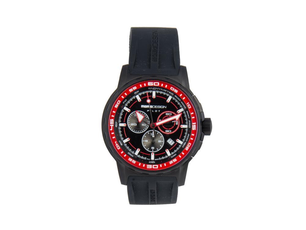 Momo Design Pilot Pro Crono Quarzo watch, PVD, Cronograph, 46mm, MD2164BK-41