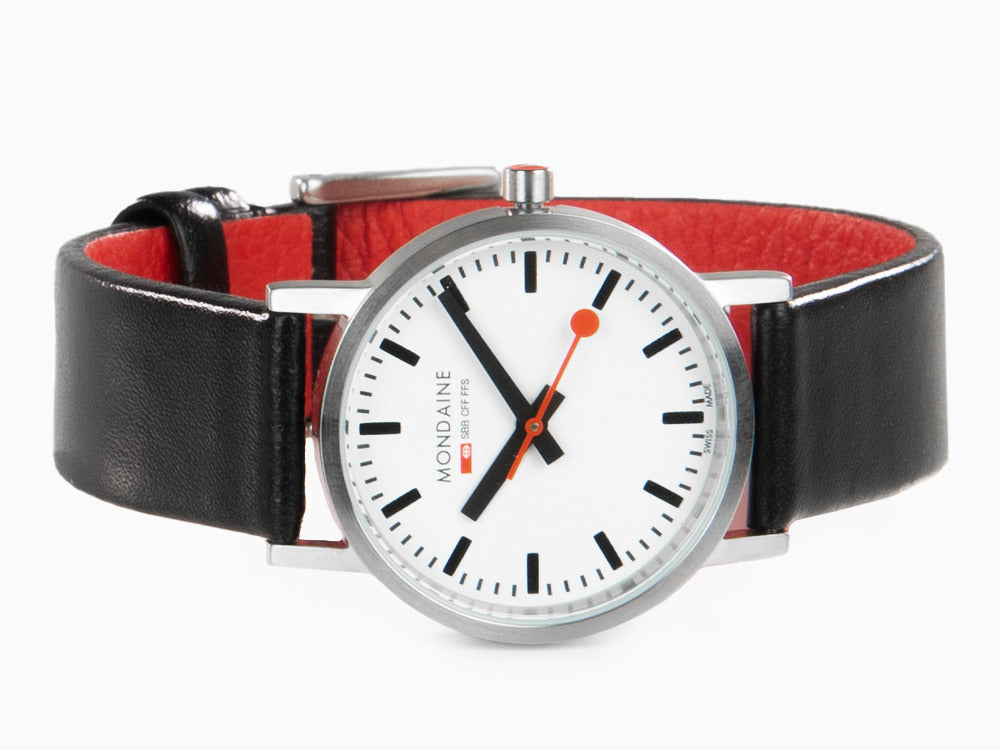 Mondaine Classic Quartz Watch, White, 30 mm, Leather strap, A658.30323.16SBB