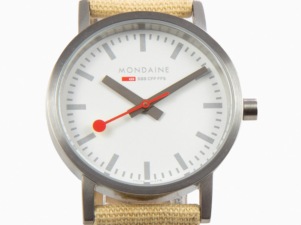 Mondaine Classic Quartz Watch, White, 30 mm, Fabric strap, A658.30323.17SBK