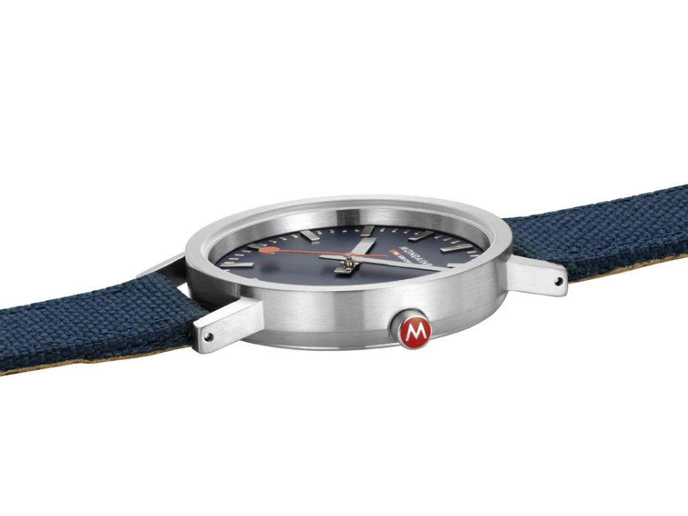 Mondaine SBB Classic Quartz Watch, Blue, 36 mm, Fabric strap, A660.30314.40SBD