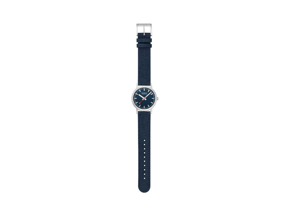 Mondaine SBB Classic Quartz Watch, Blue, 36 mm, Fabric strap, A660.30314.40SBD