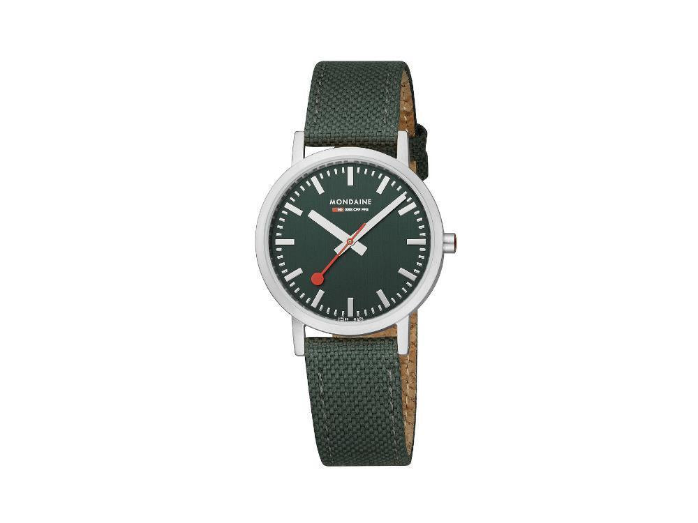 Mondaine Classic Quartz Watch, Green, 36 mm, Fabric strap, A660.30314.60SBD