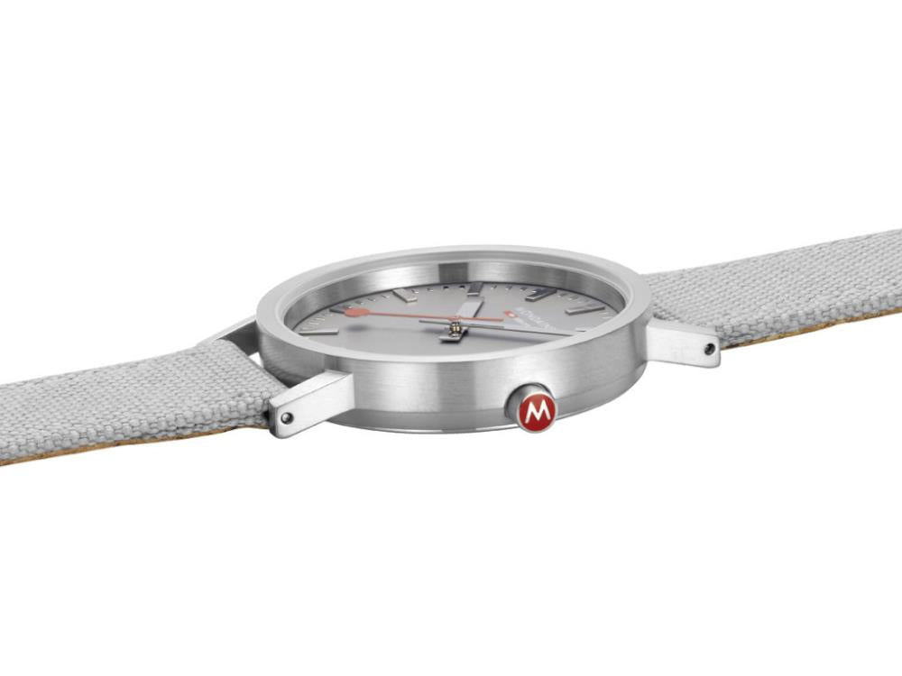 Mondaine SBB Classic Quartz Watch, Grey, 36 mm, Fabric strap, A660.30314.80SBH