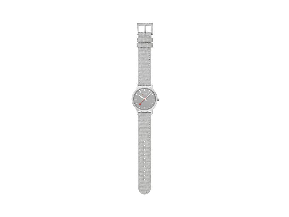 Mondaine SBB Classic Quartz Watch, Grey, 36 mm, Fabric strap, A660.30314.80SBH