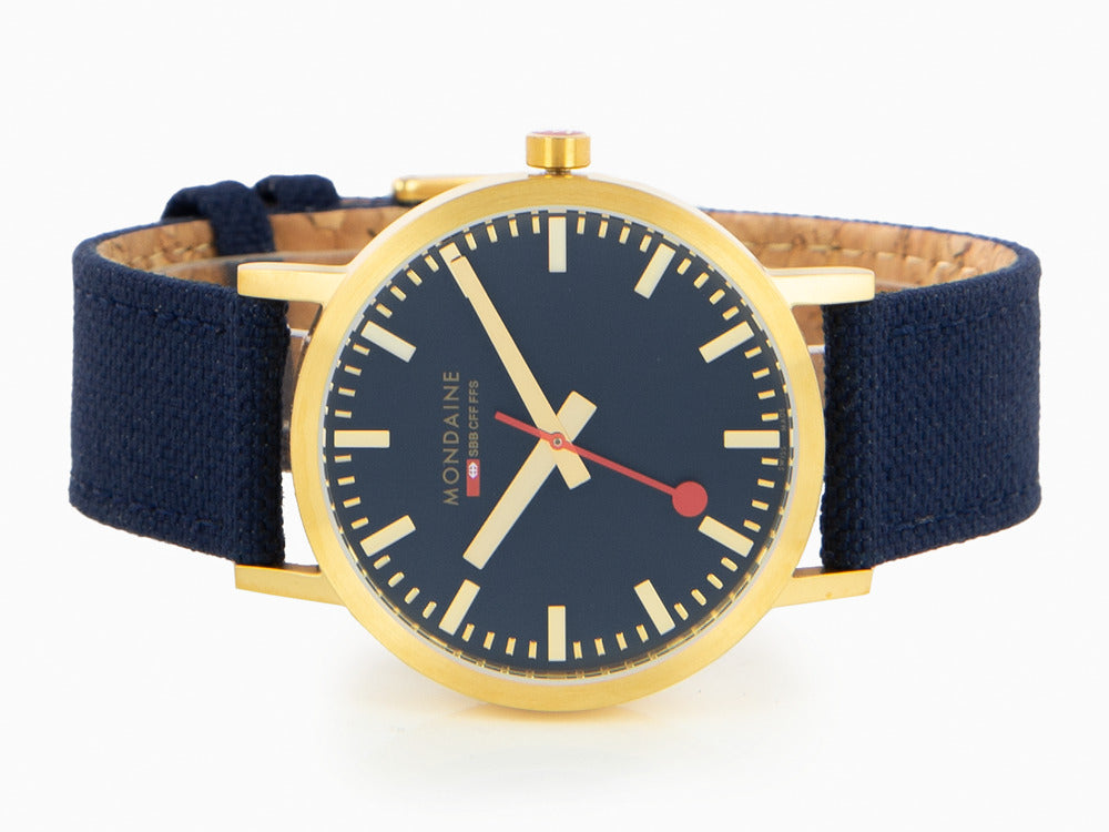 Mondaine Classic Quartz Watch, Blue, 40 mm, Fabric strap, A660.30360.40SBQ