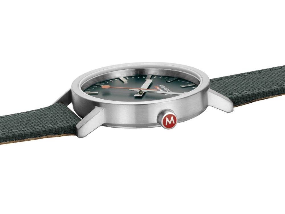 Mondaine SBB Classic Quartz Watch, Green, 40 mm, Fabric strap, A660.30360.60SBF