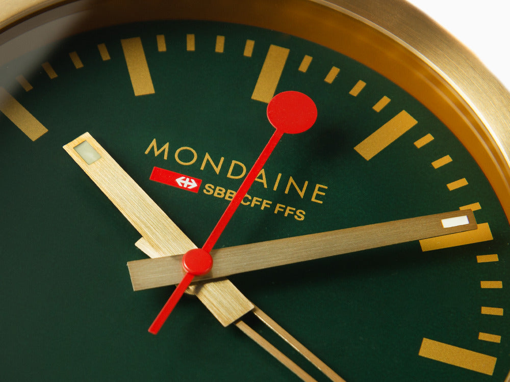 Mondaine Clocks Quartz Watch, Aluminium, Green, 12.5 cm, A997.MCAL.66SBG