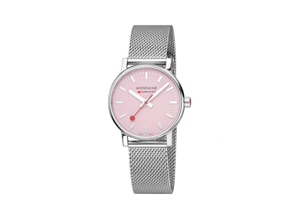 Mondaine SBB Evo2 Wild Rose Quartz Watch, Pink, 35 mm, MSE.35130.SM