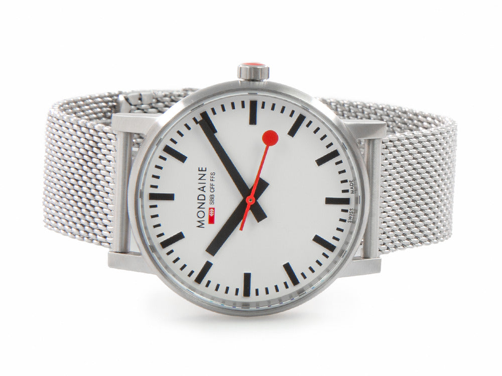 Mondaine SBB Evo Quartz Watch, White, 43 mm MSE.43110.SJ