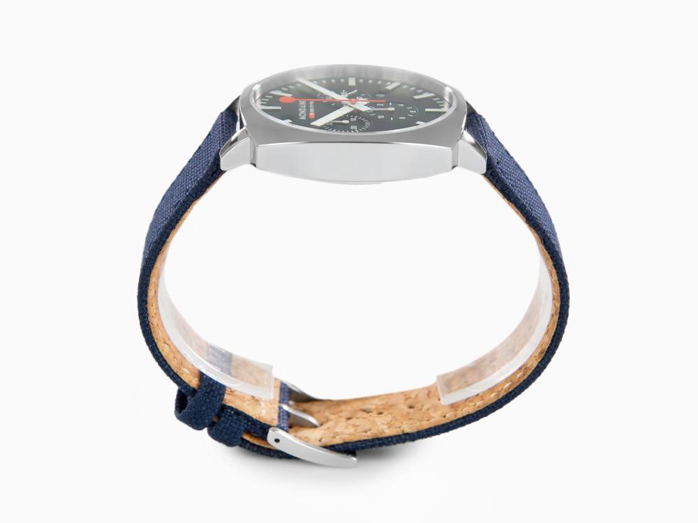 Mondaine Cushion Quartz Watch, Blue, 41 mm, Fabric strap, MSL.41440.LD.SET