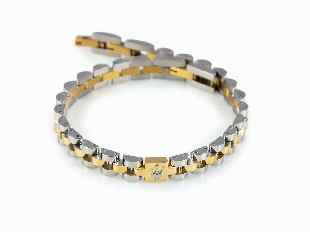 Maserati Gioielli Bracelet, Steel, Silver and Gold, Gold plated, JM320AST09