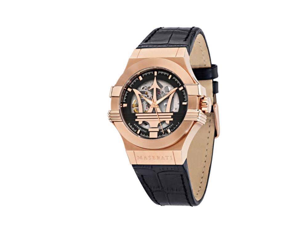 Maserati Potenza Automatic Watch, PVD Rose Gold, Black, 42 mm, R8821108039