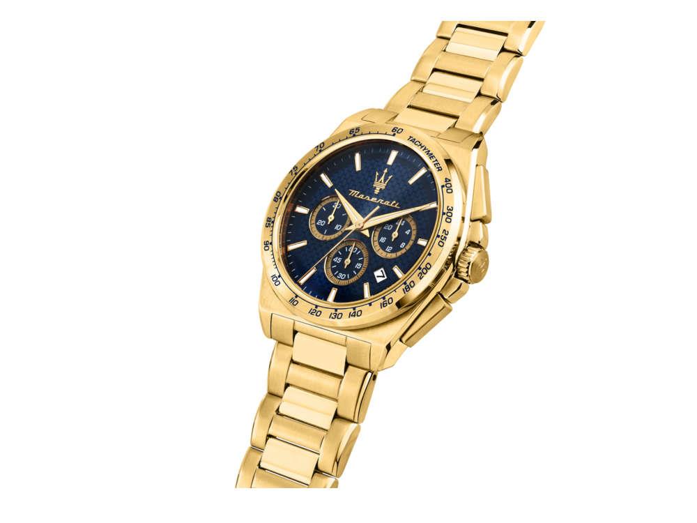 Maserati Velocitá Quartz Watch, PVD Gold, Blue, 43 mm, R8873652002