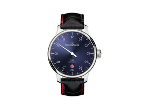 Meistersinger N3 - 40 mm Automatic Watch, Blue, 40mm, Black/Red, DM908-SG01R