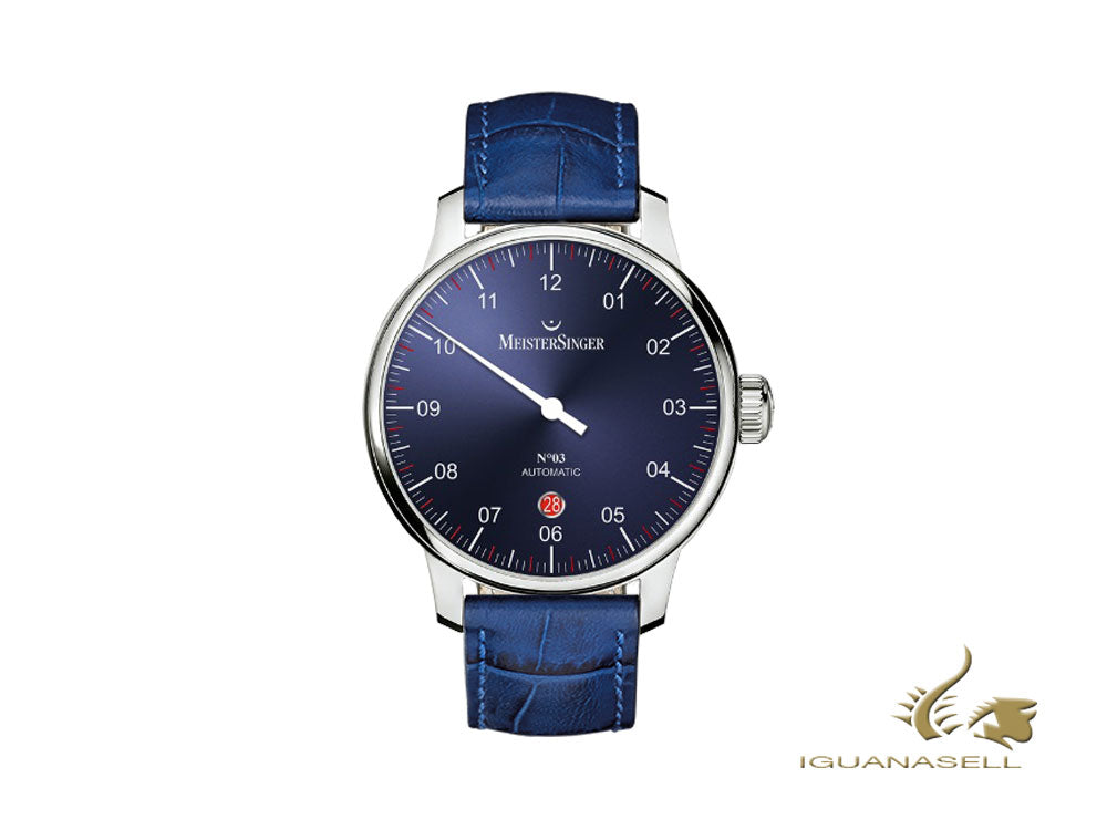 Meistersinger N3 - 40 mm Automatic Watch, Blue, 40mm, Blue, Day, DM908-SG04