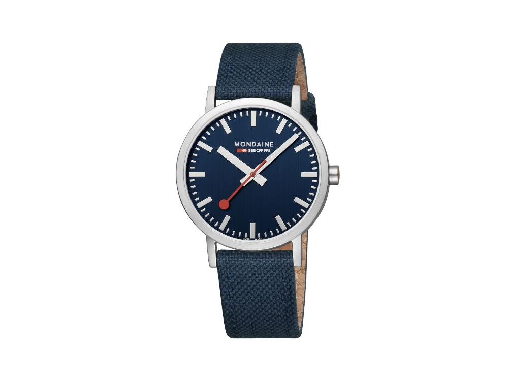 Mondaine SBB Classic Quartz Watch, Blue, 40 mm, Fabric strap, A660.30360.40SBD