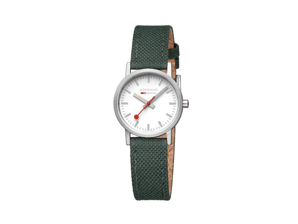 Mondaine SBB Classic Quartz Watch, White, 30 mm, Fabric, A658.30323.17SBS