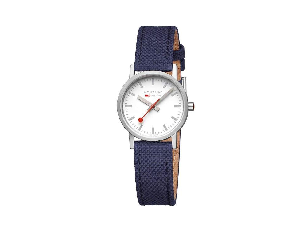 Mondaine SBB Classic Quartz Watch, White, 30 mm, Fabric strap, A658.30323.17SBD1